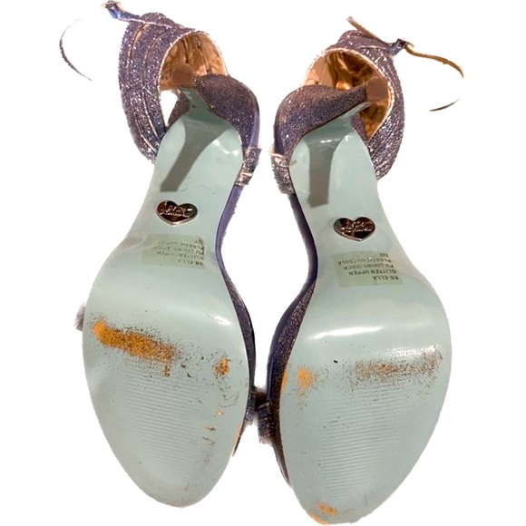 Betsey Johnson Blue Glitter Strappy Heels - Picture 10 of 10